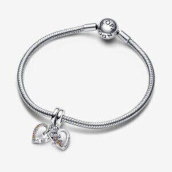 Pandora Puzzle Piece Hearts Splittable Friendship Dangle Charm - Picture 5 of 5